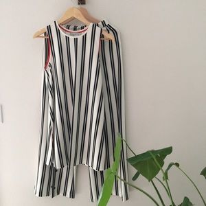 Zara striped top and wide leg track style pants.